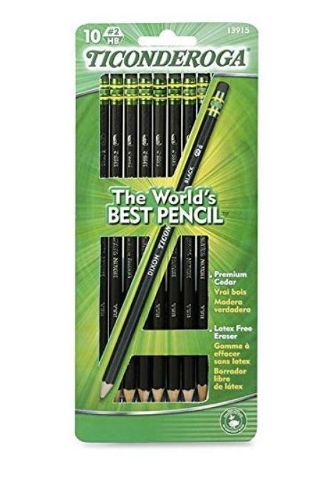 PENCILS,Ticonderoga #2 Black, Pre-sharpened, 10 ct.