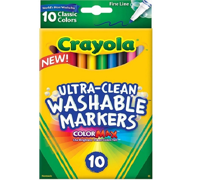 Crayola Color Max Washable Markers, Ultra-Clean, Classic Colors - 8 markers