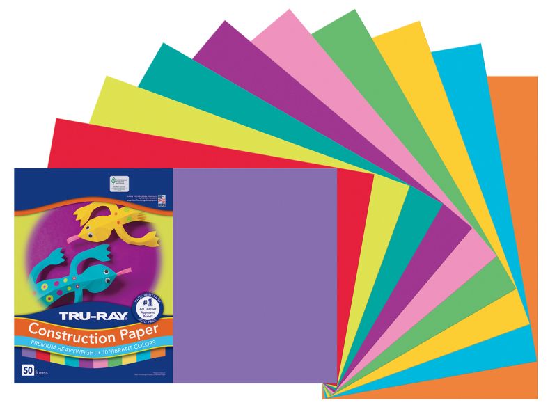 CONSTRUCTION PAPER, 12x18 asst. solid pack